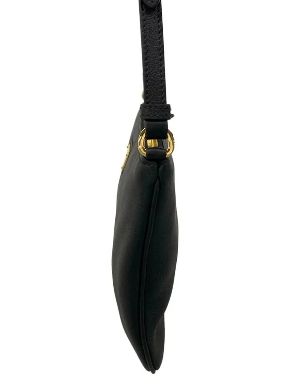 PRADA 1BC238 Black soft grain leather Shoulder Bag
